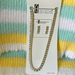 Cubic, zirconia crystal necklace, and earring set by Christina collection